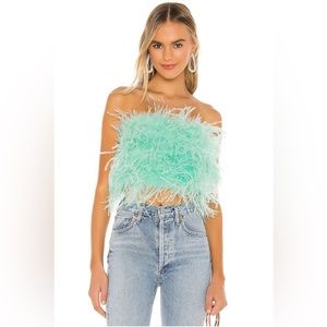 Bardot x Revolve Feather Bustier